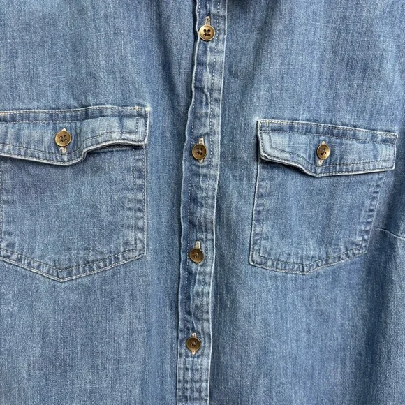 Market & Spruce Blue Weighted Rugged Denim Women’s XXL Button-Up Shirt - Picture 5 of 6